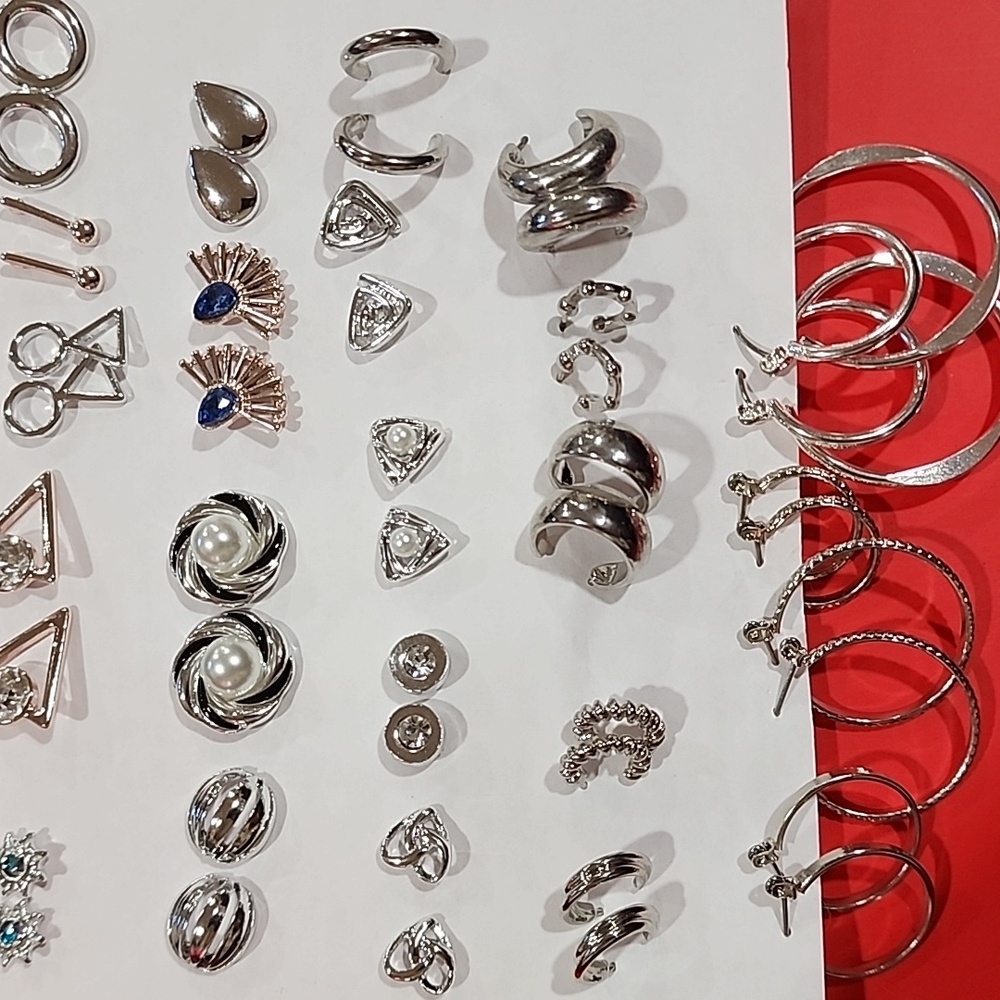 Elegant Silver Colored 23 Pr Earring Set